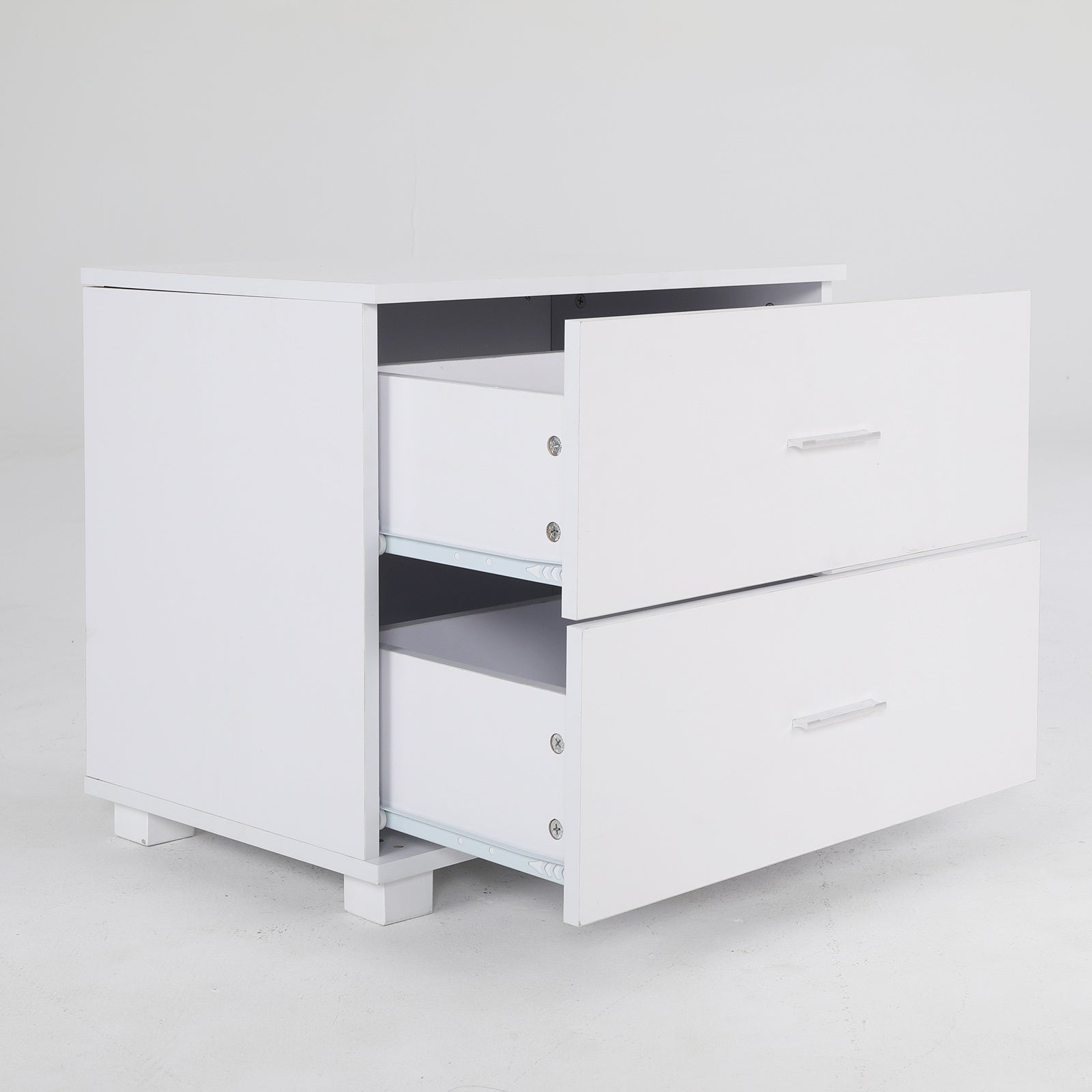 Etta White Bedside Tables with 2 Drawers, Set of 2