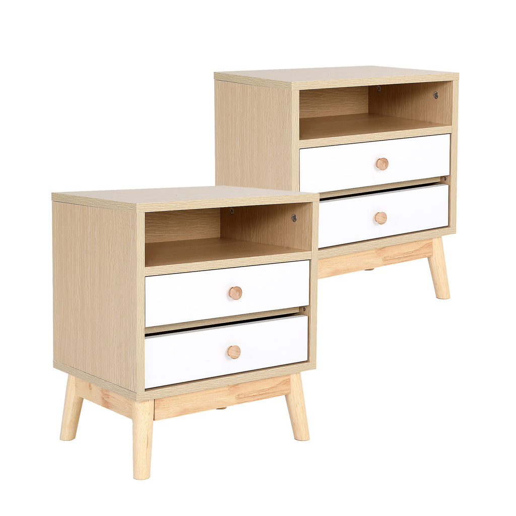 Anya Oak-Look 2-Drawer Bedside Tables, Set of 2
