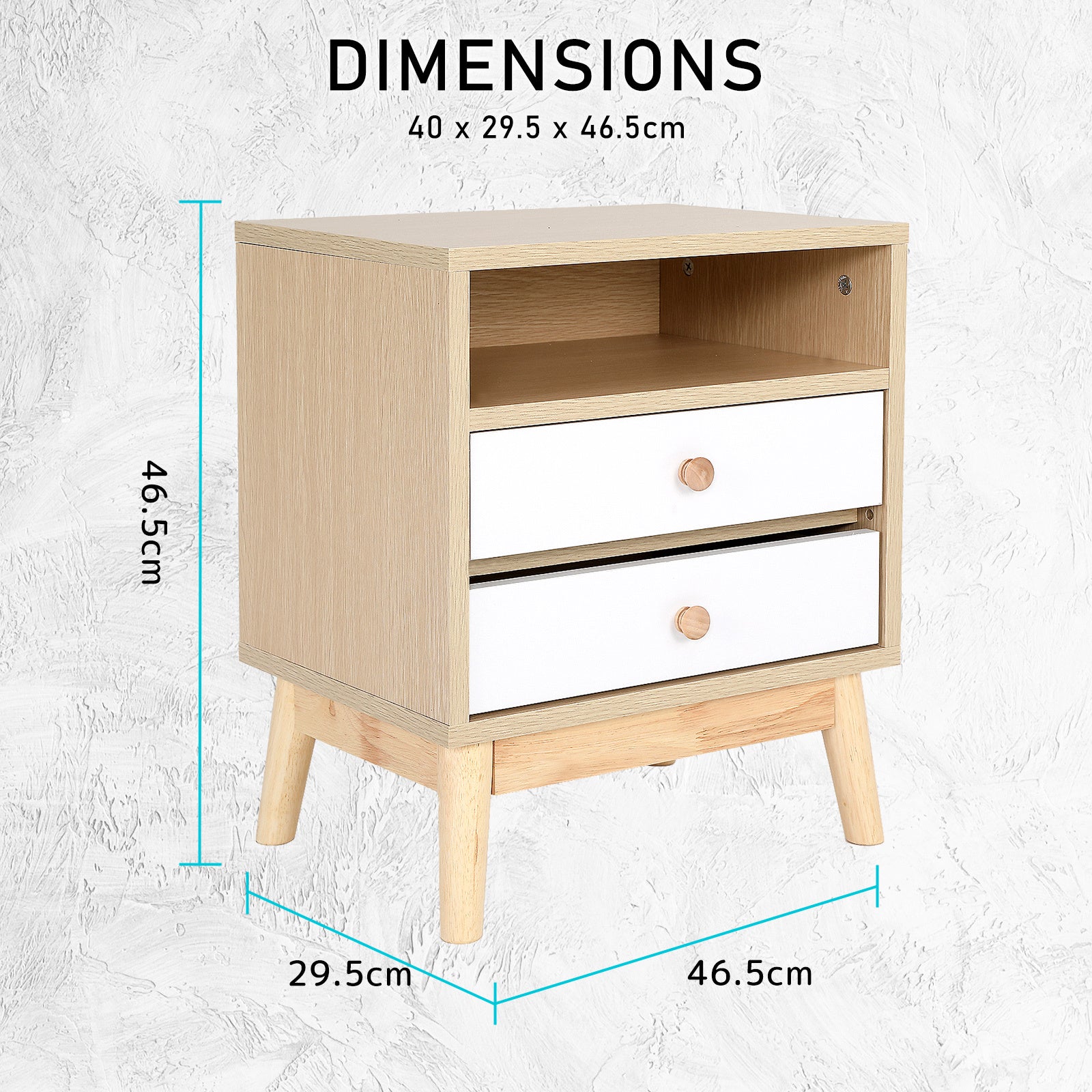 Anya Oak-Look 2-Drawer Bedside Tables, Set of 2