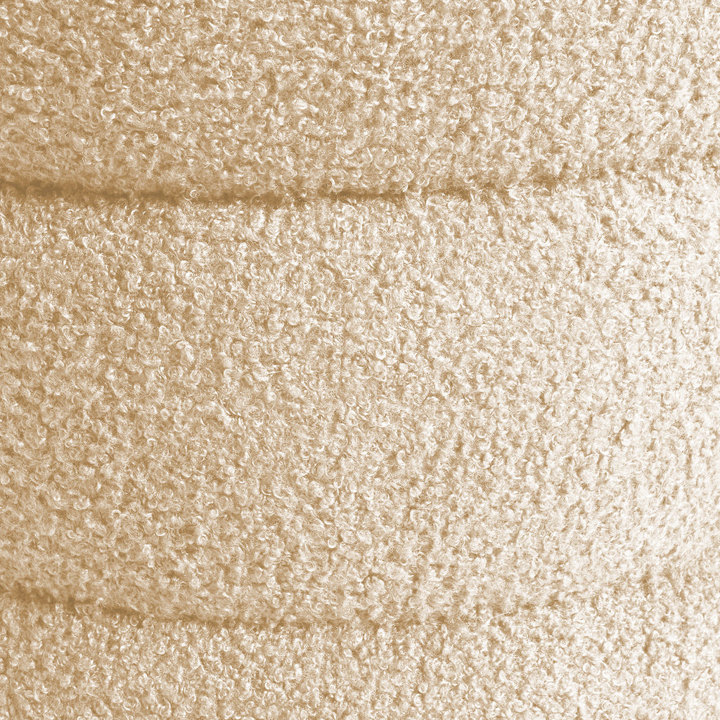 2X Round Stacked Ottoman Stool Teddy Fleece Fabric Foot Rest 38cm BEIGE