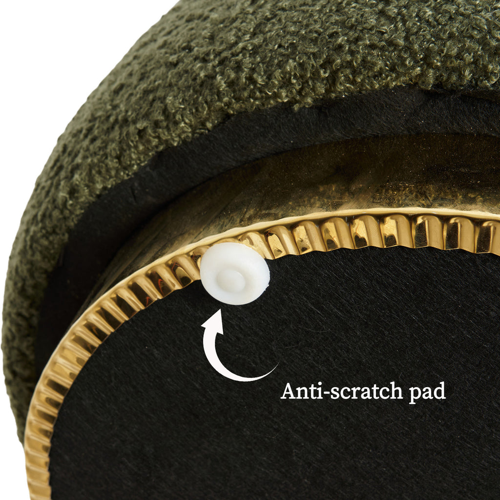 2X Round Stacked Ottoman Stool Teddy Fleece Fabric Foot Rest 38cm GREEN