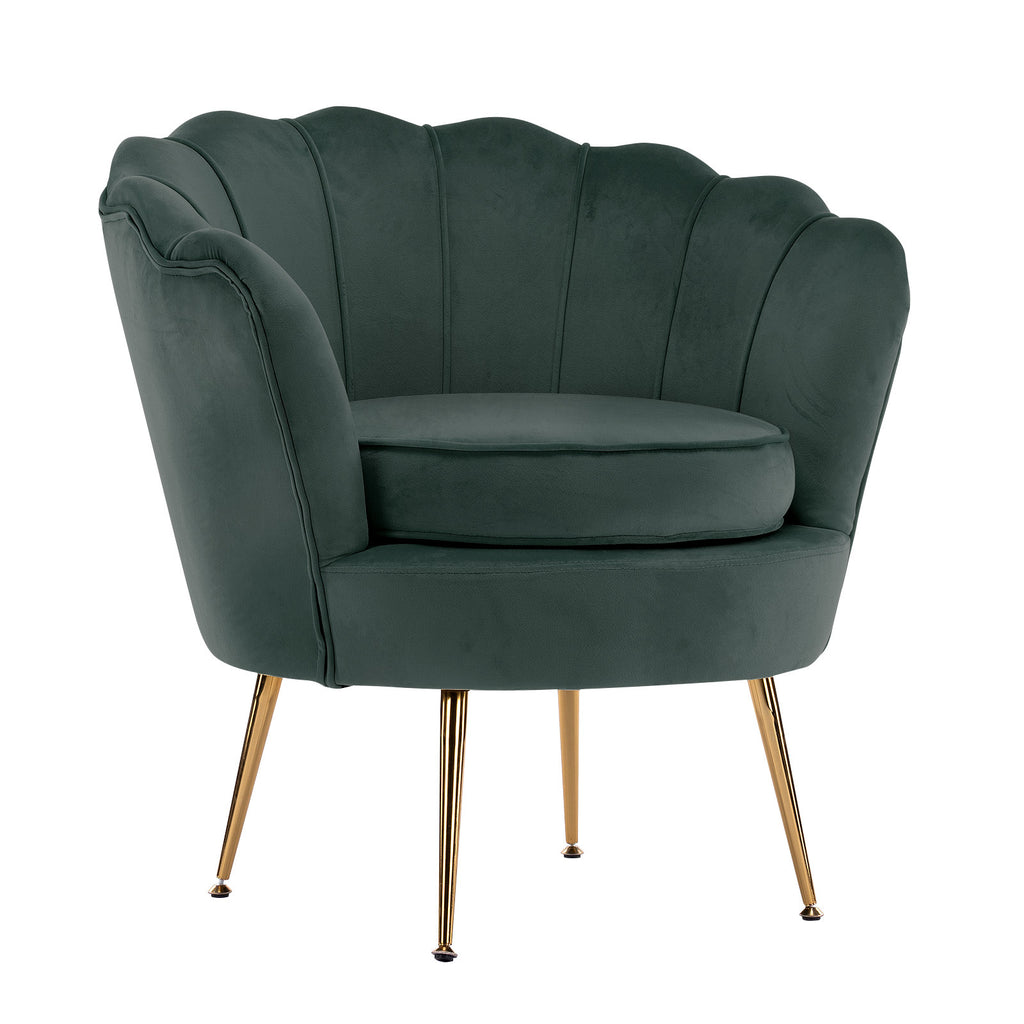 La Bella Scalloped Velvet-Style Armchair – Green