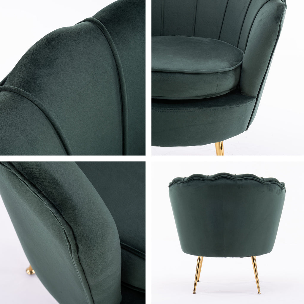 La Bella Scalloped Velvet-Style Armchair – Green