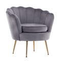 La Bella Scalloped Velvet-Style Armchair – Grey