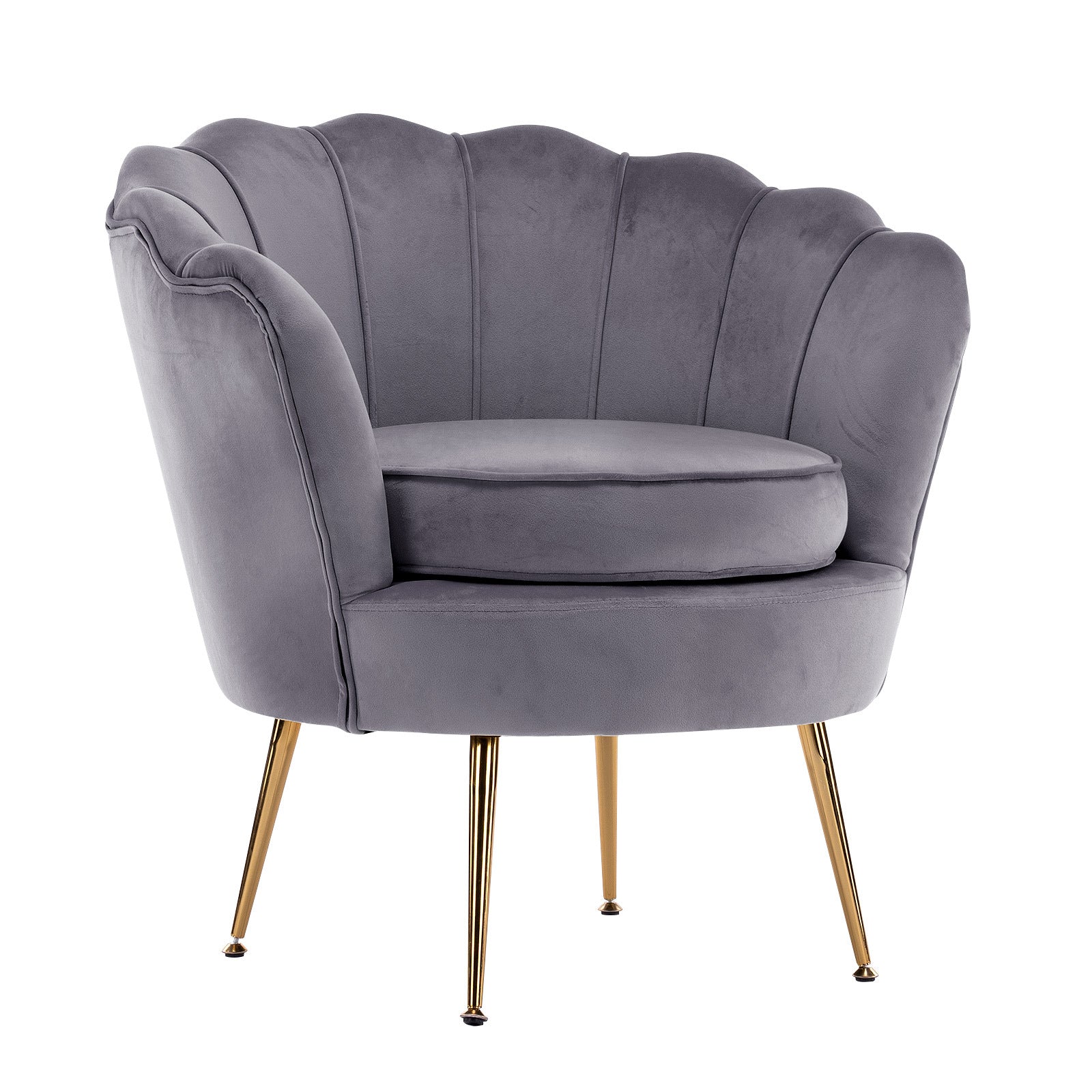 La Bella Scalloped Velvet-Style Armchair – Grey