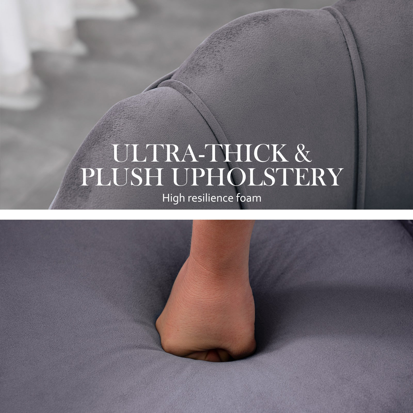La Bella Scalloped Velvet-Style Armchair – Grey