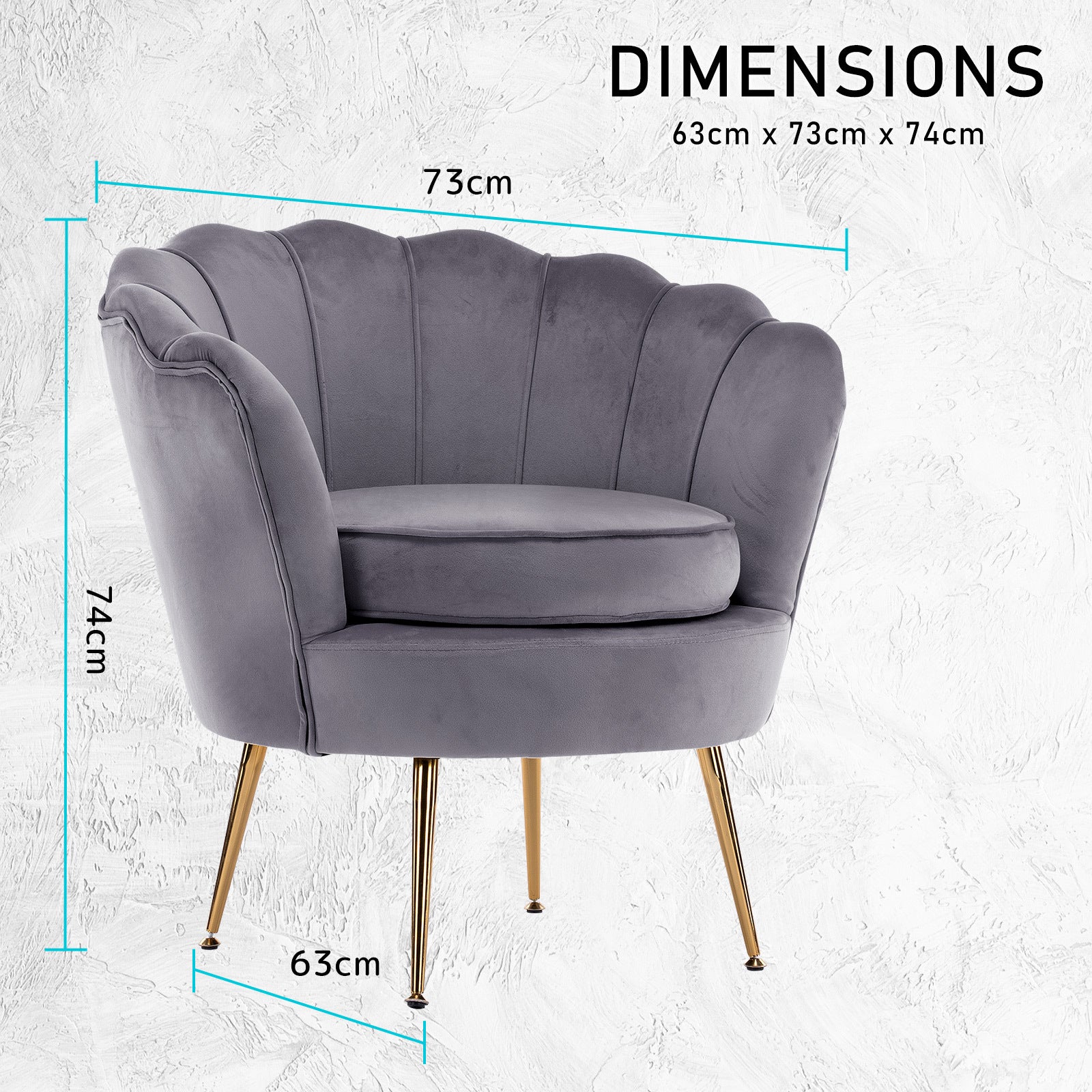 La Bella Scalloped Velvet-Style Armchair – Grey