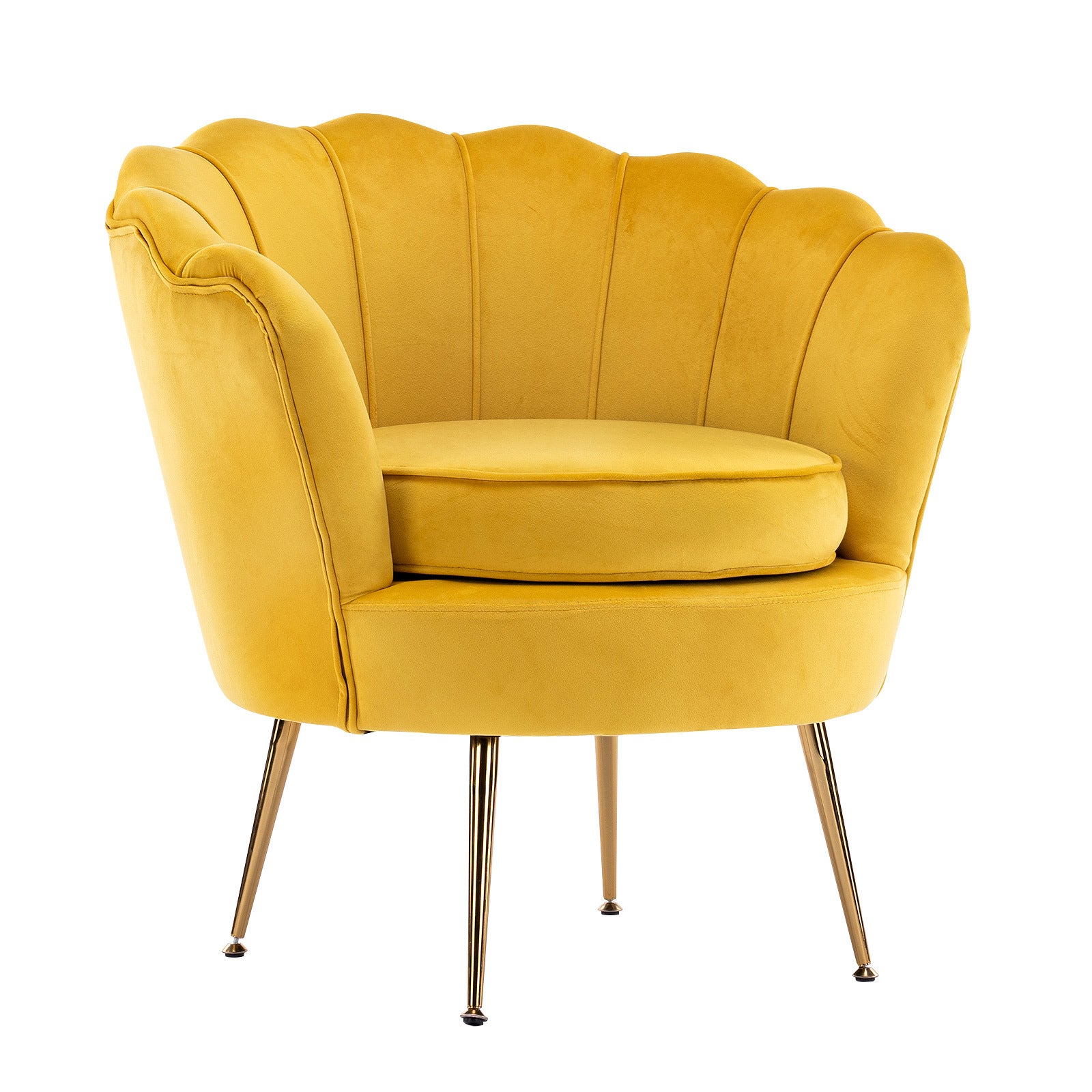 La Bella Scalloped Velvet-Style Armchair – Yellow