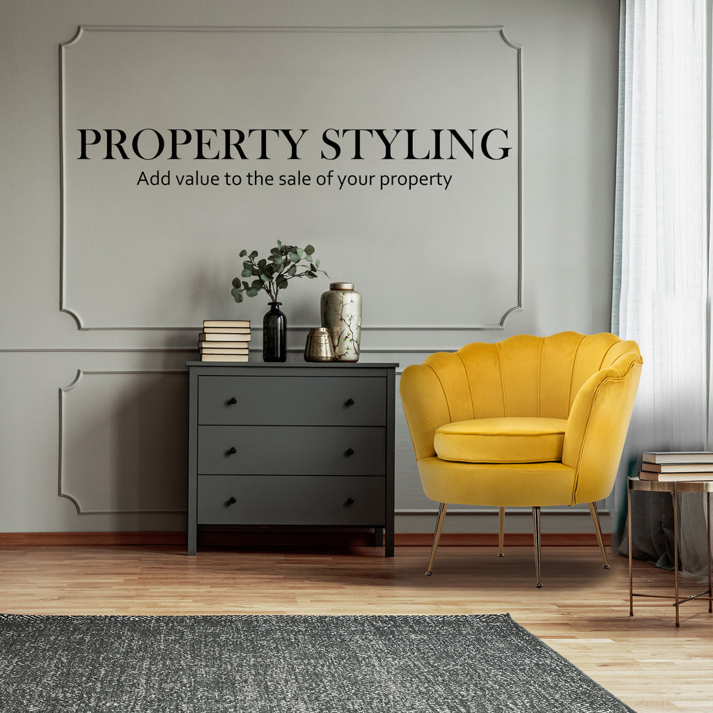 La Bella Scalloped Velvet-Style Armchair – Yellow