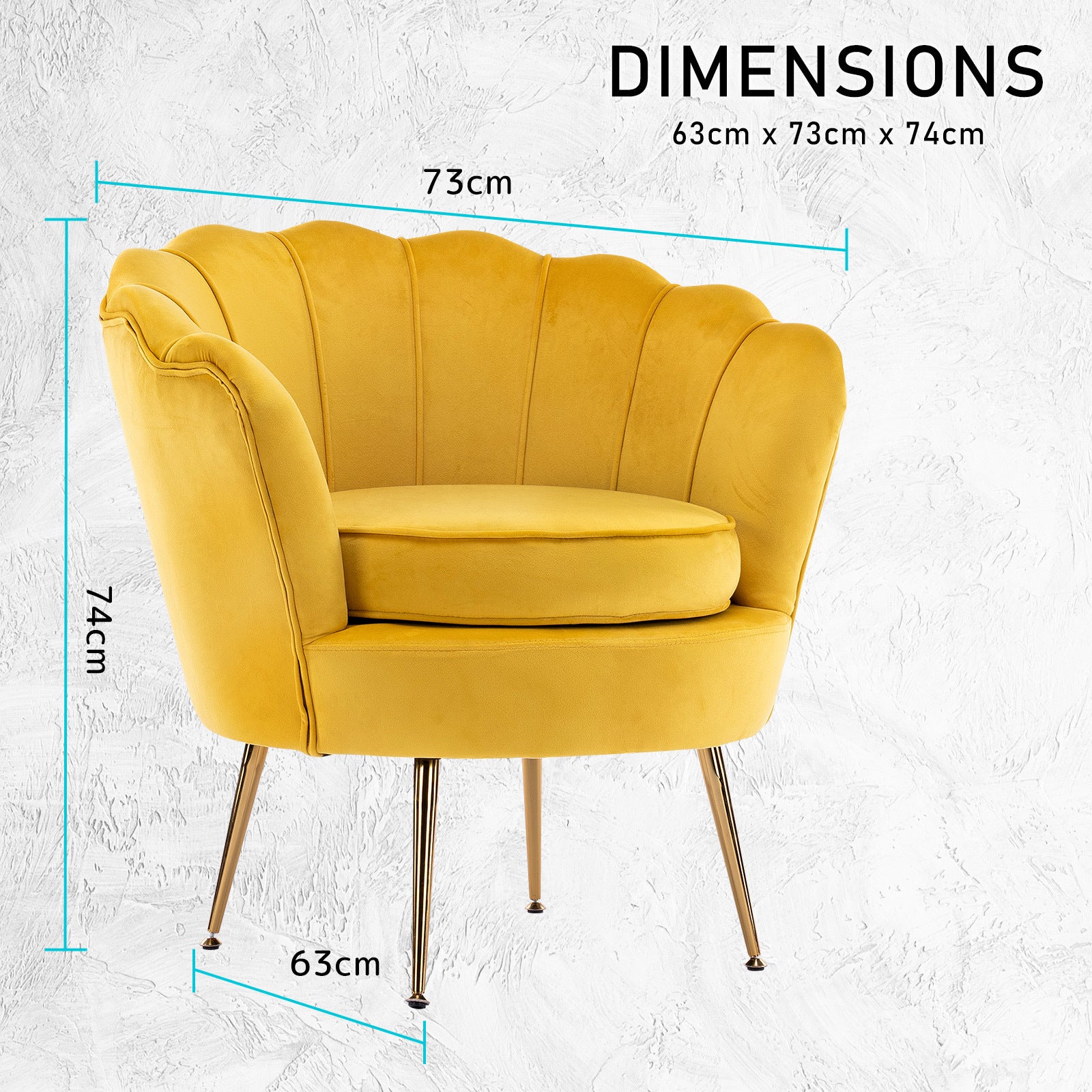 La Bella Scalloped Velvet-Style Armchair – Yellow