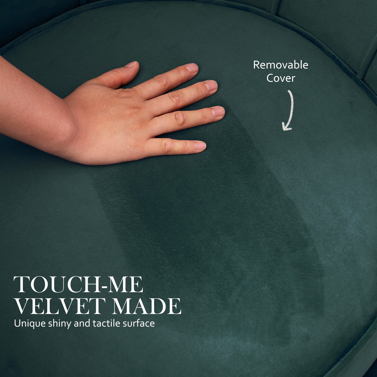 La Bella Scalloped Velvet-Style Armchair with Round Ottoman – Green