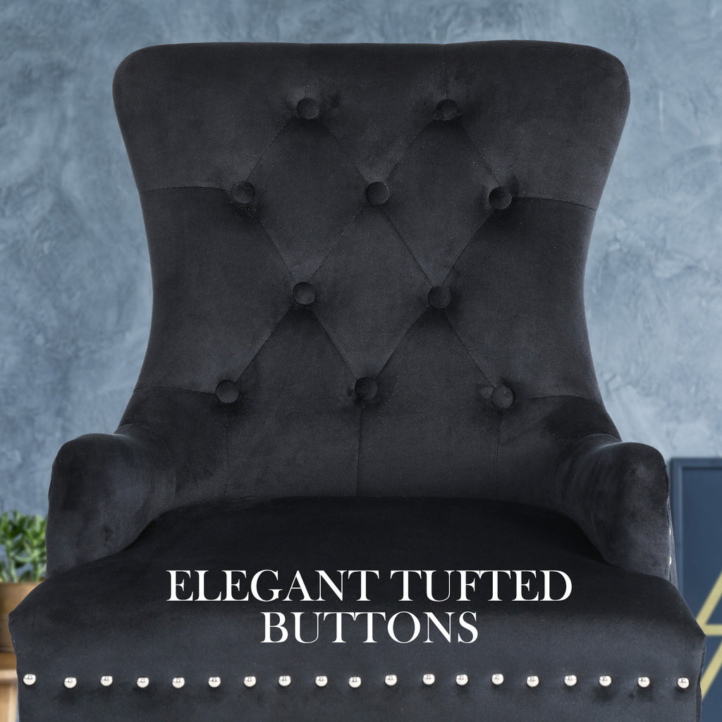 La Bella Lisse Velvet Dining Chair – Black