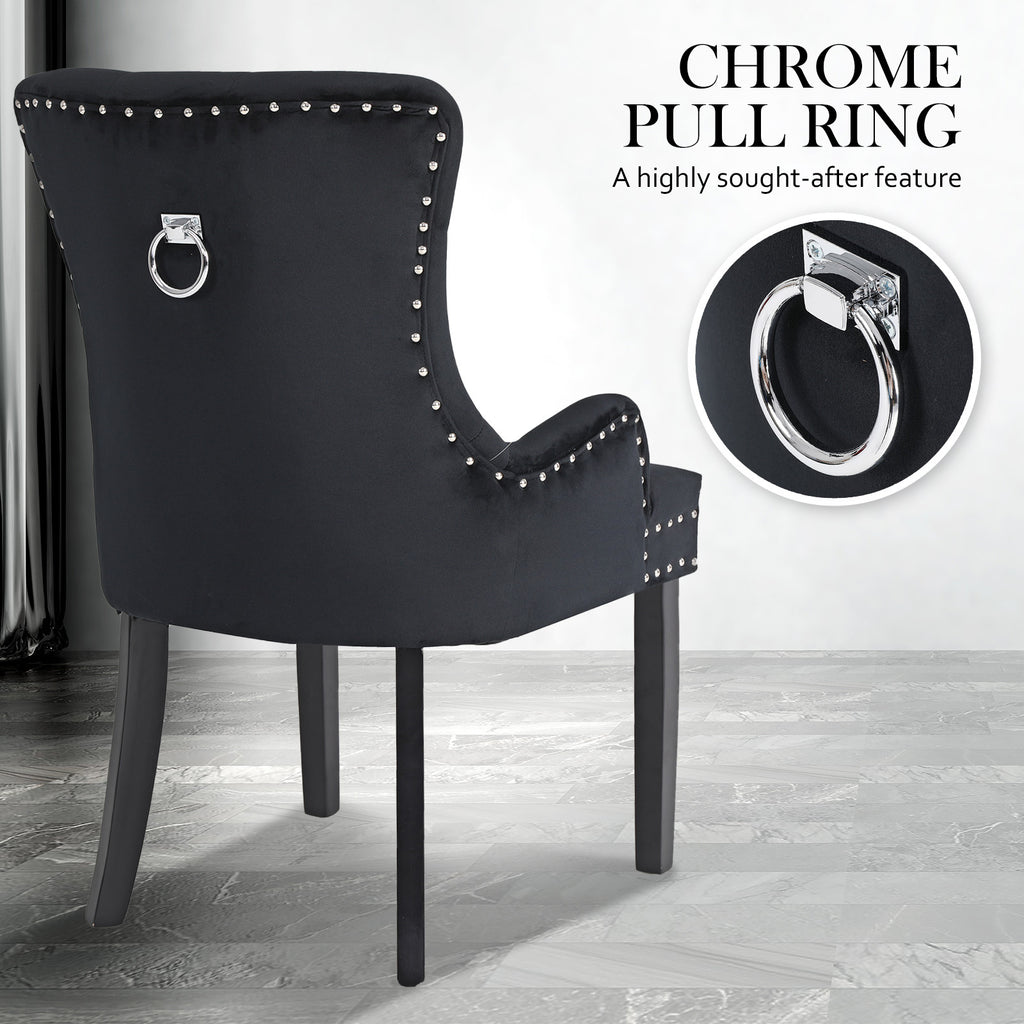 La Bella Lisse Velvet Dining Chair – Black
