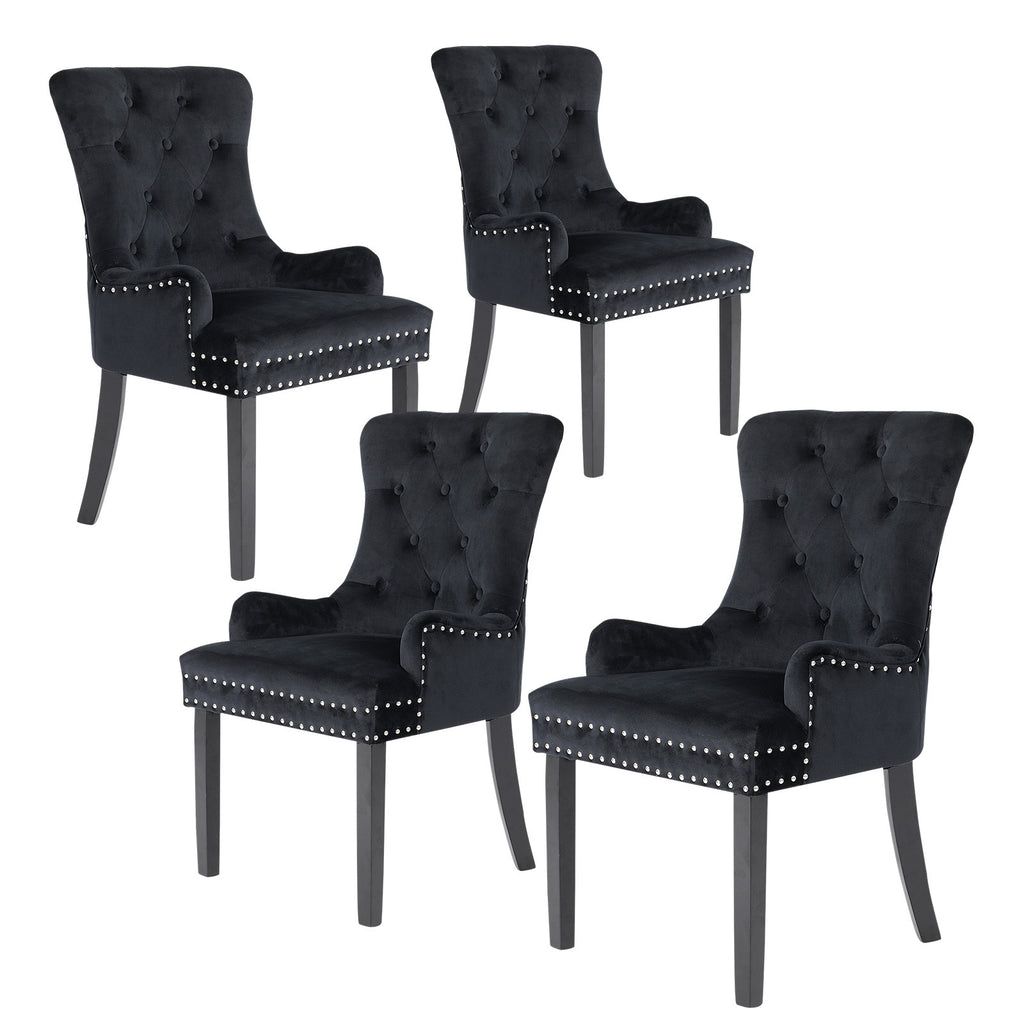 La Bella Lisse Velvet Dining Chairs, Set of 4 – Black