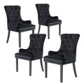 La Bella Lisse Velvet Dining Chairs, Set of 4 – Black