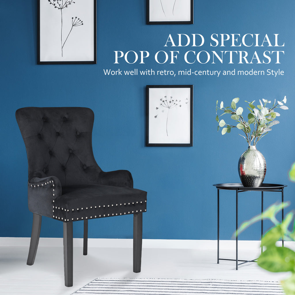 La Bella Lisse Velvet Dining Chairs, Set of 4 – Black