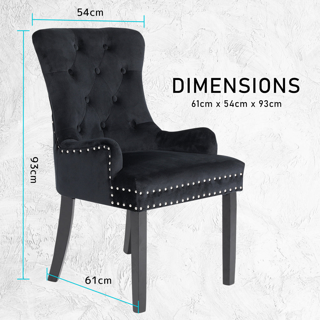La Bella Lisse Velvet Dining Chairs, Set of 4 – Black