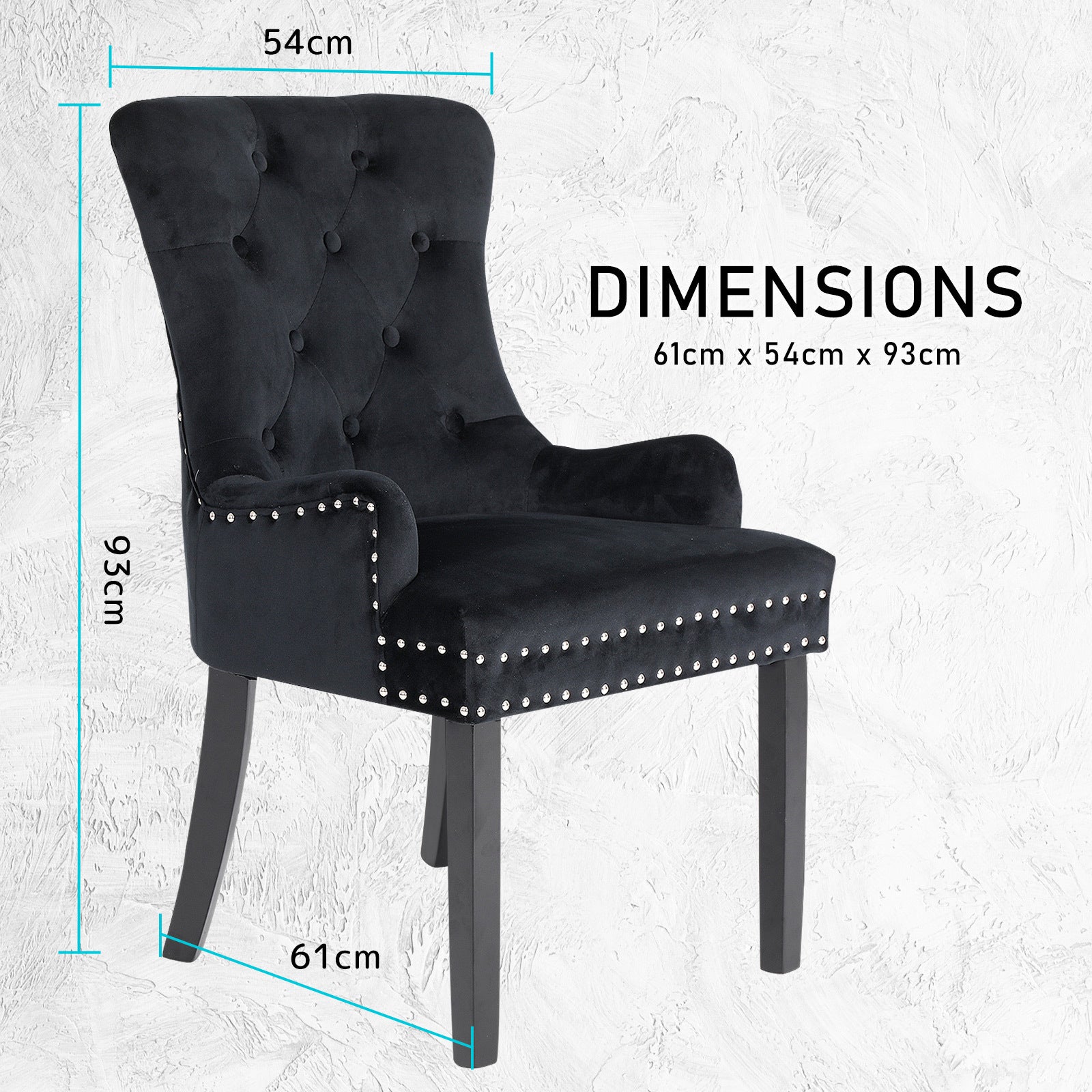 La Bella Lisse Velvet Dining Chairs, Set of 4 – Black