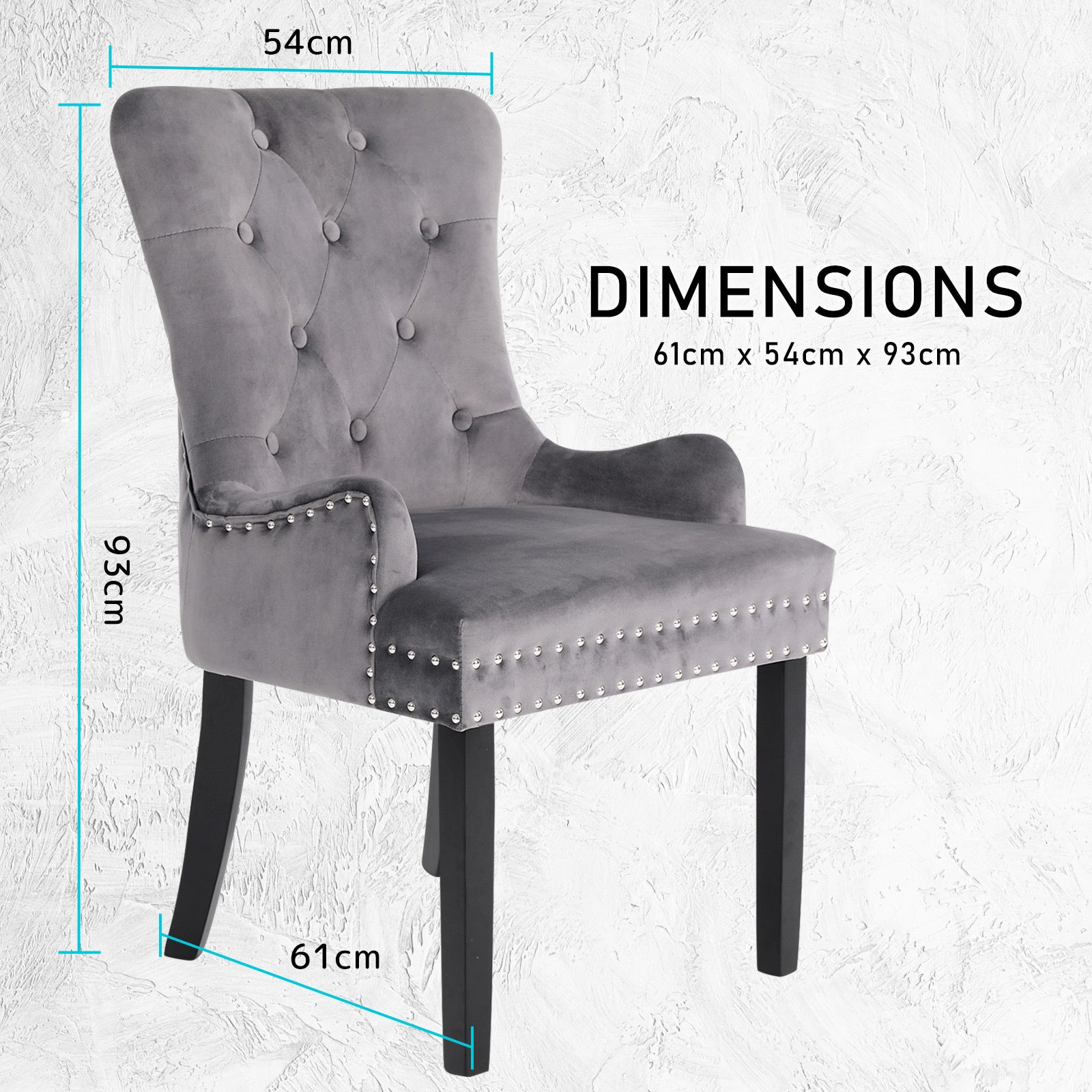 La Bella Lisse Velvet Dining Chair – Grey