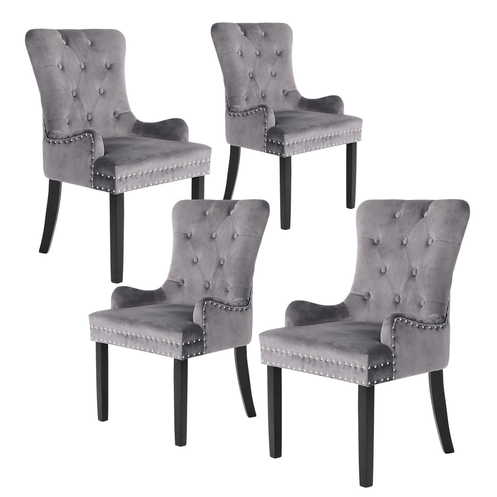 La Bella Lisse Velvet Dining Chairs, Set of 4 – Grey