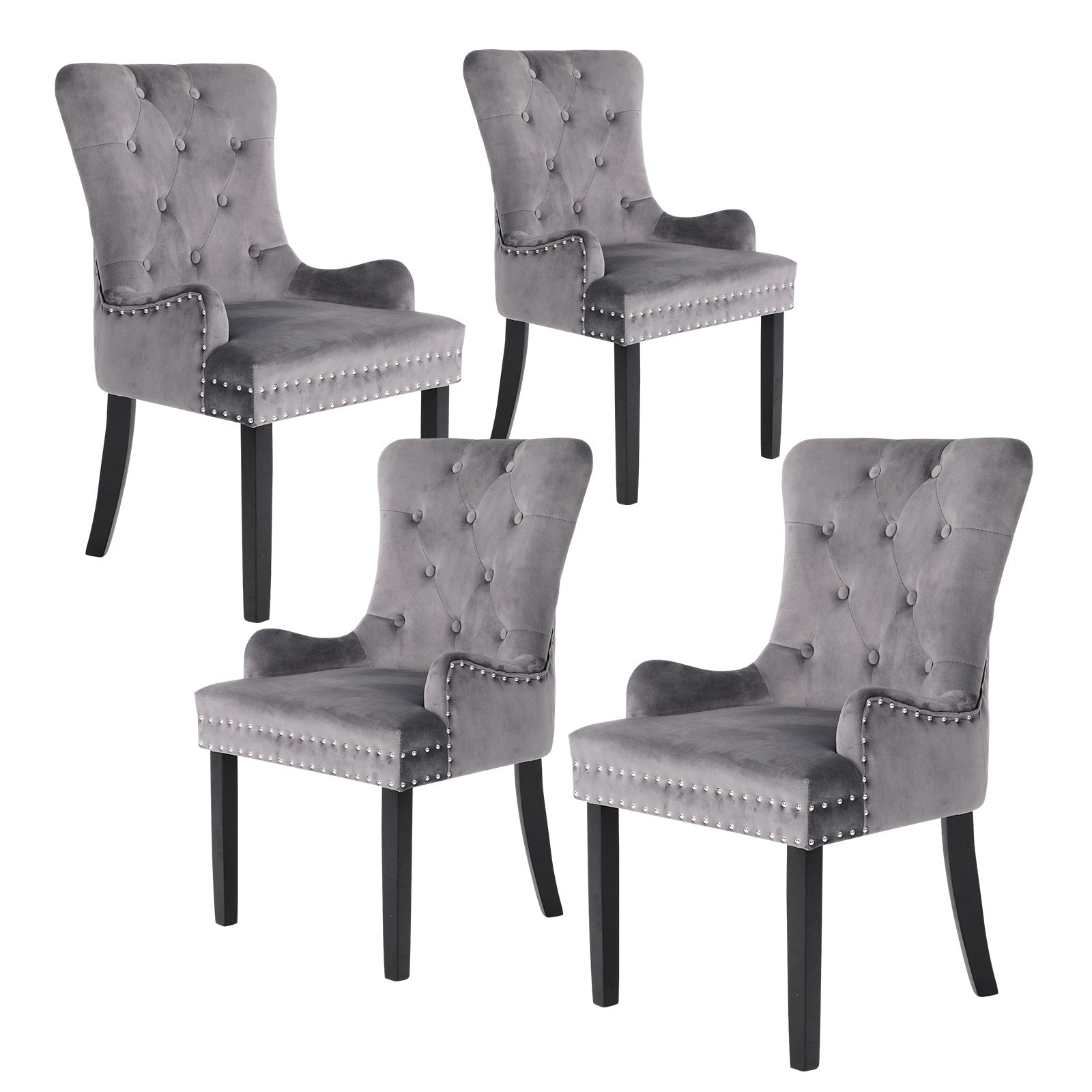 La Bella Lisse Velvet Dining Chairs, Set of 4 – Grey