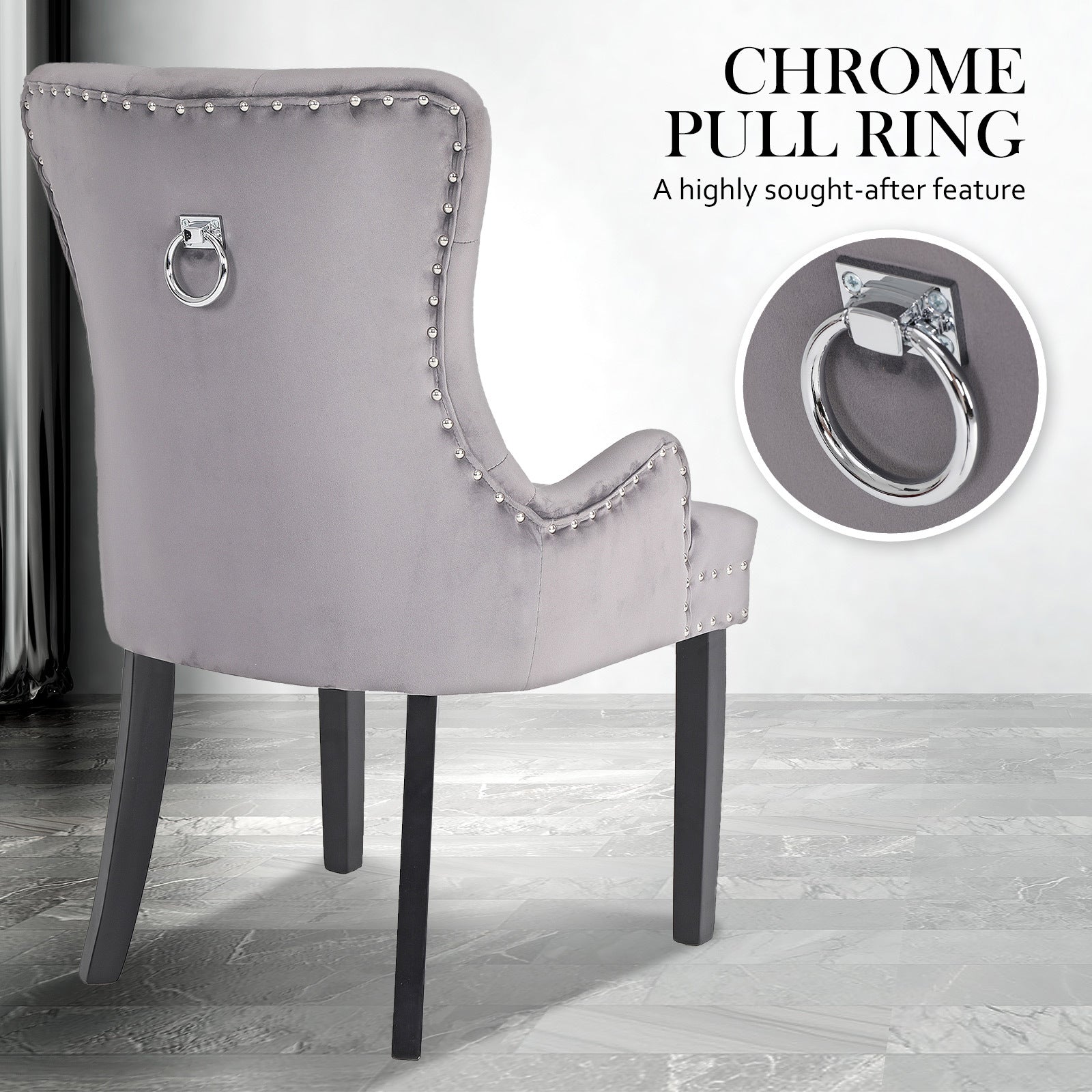La Bella Lisse Velvet Dining Chairs, Set of 4 – Grey