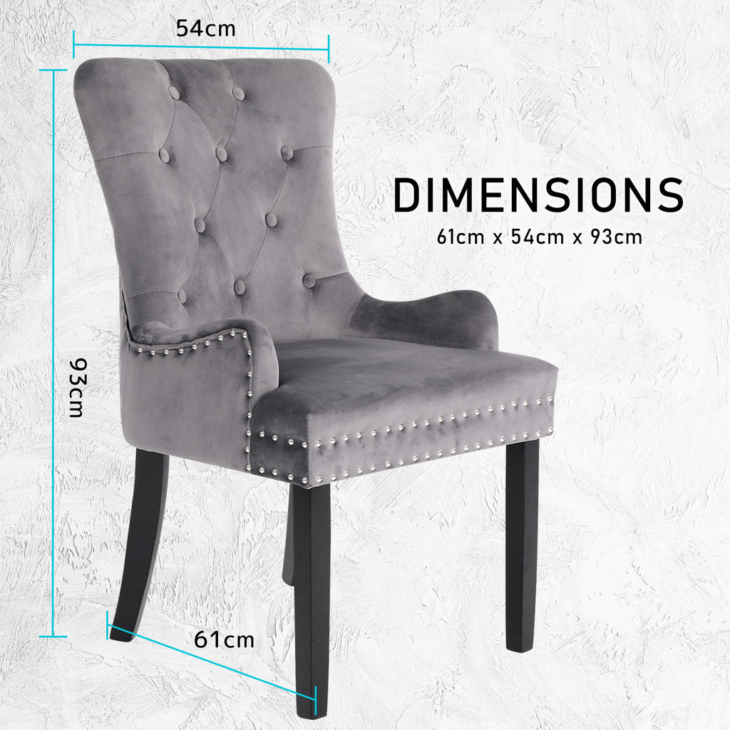 La Bella Lisse Velvet Dining Chairs, Set of 4 – Grey
