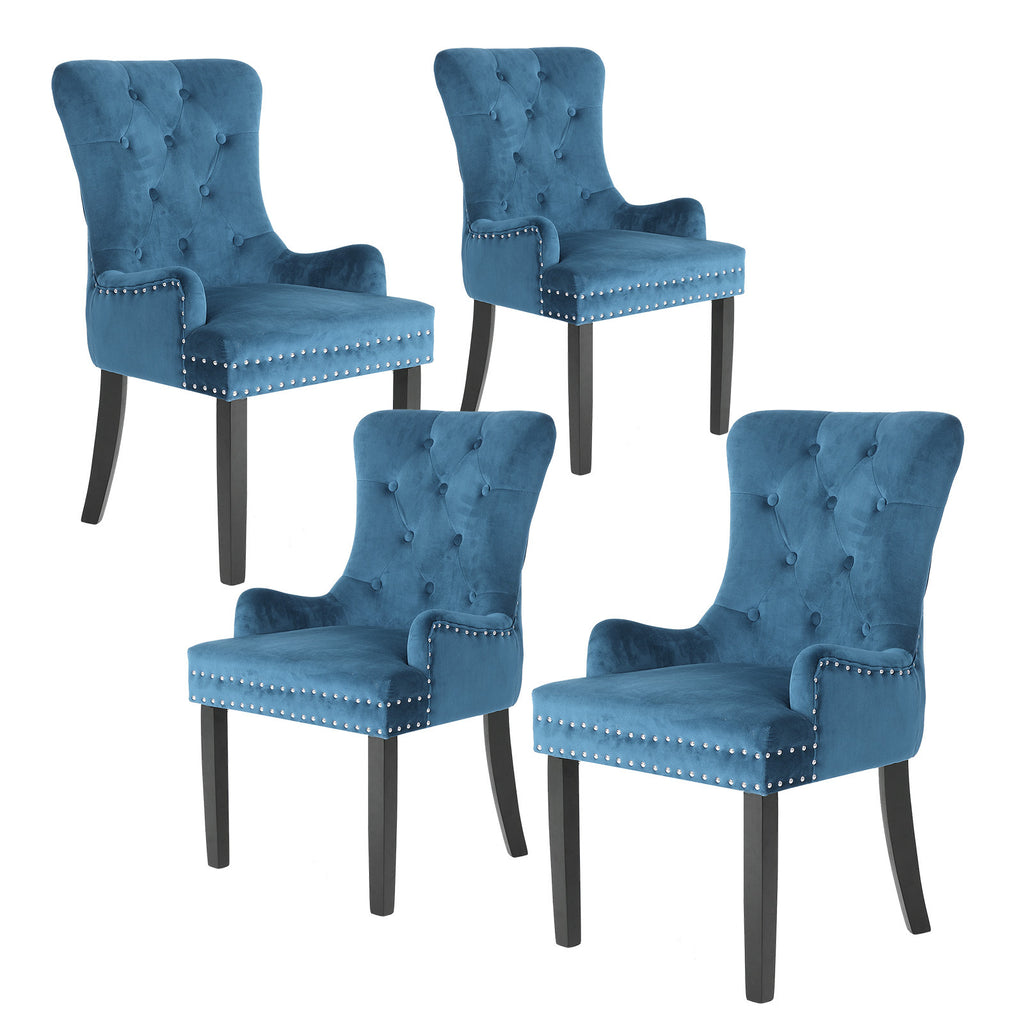La Bella Lisse Velvet Dining Chairs, Set of 4 – Navy Blue