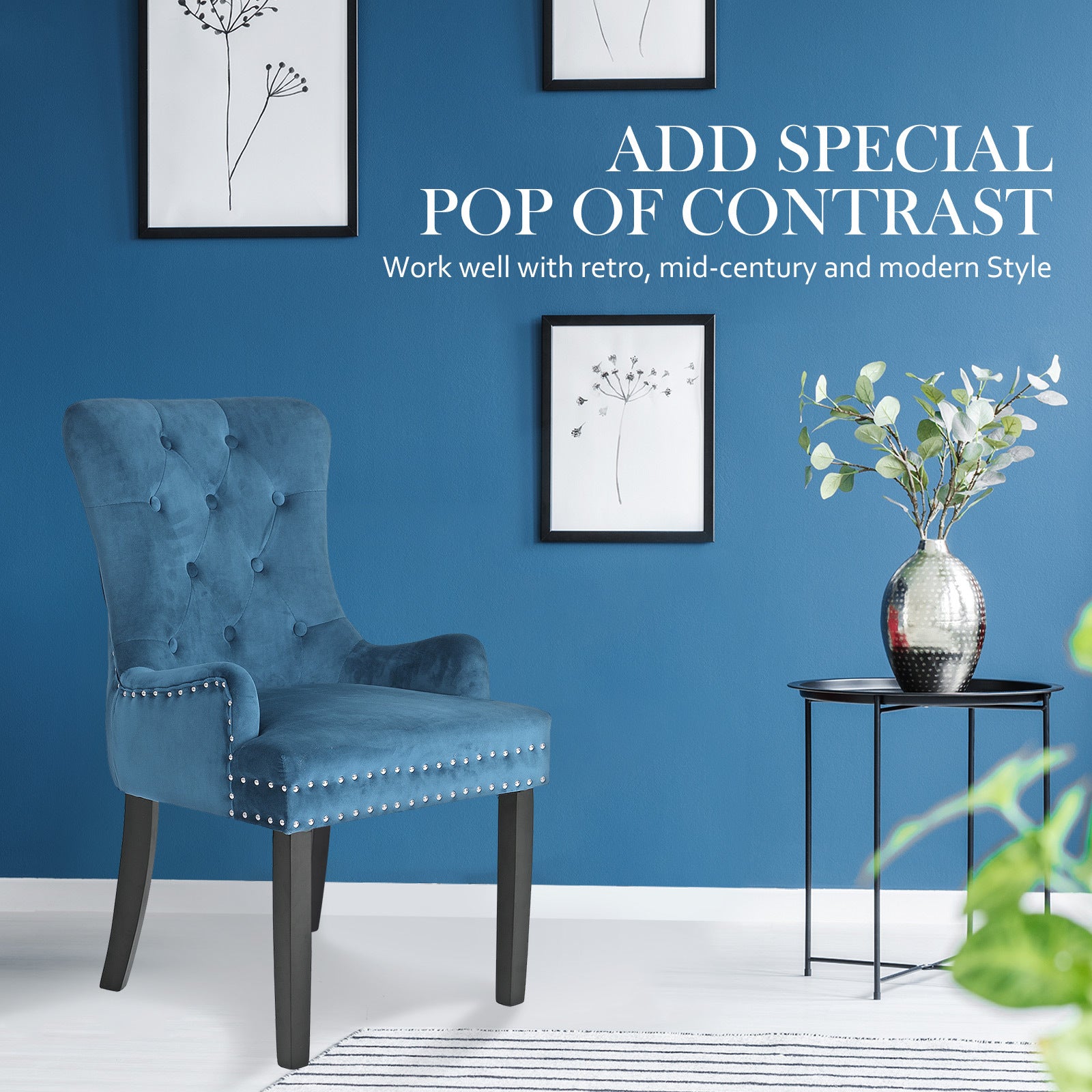 La Bella Lisse Velvet Dining Chairs, Set of 4 – Navy Blue