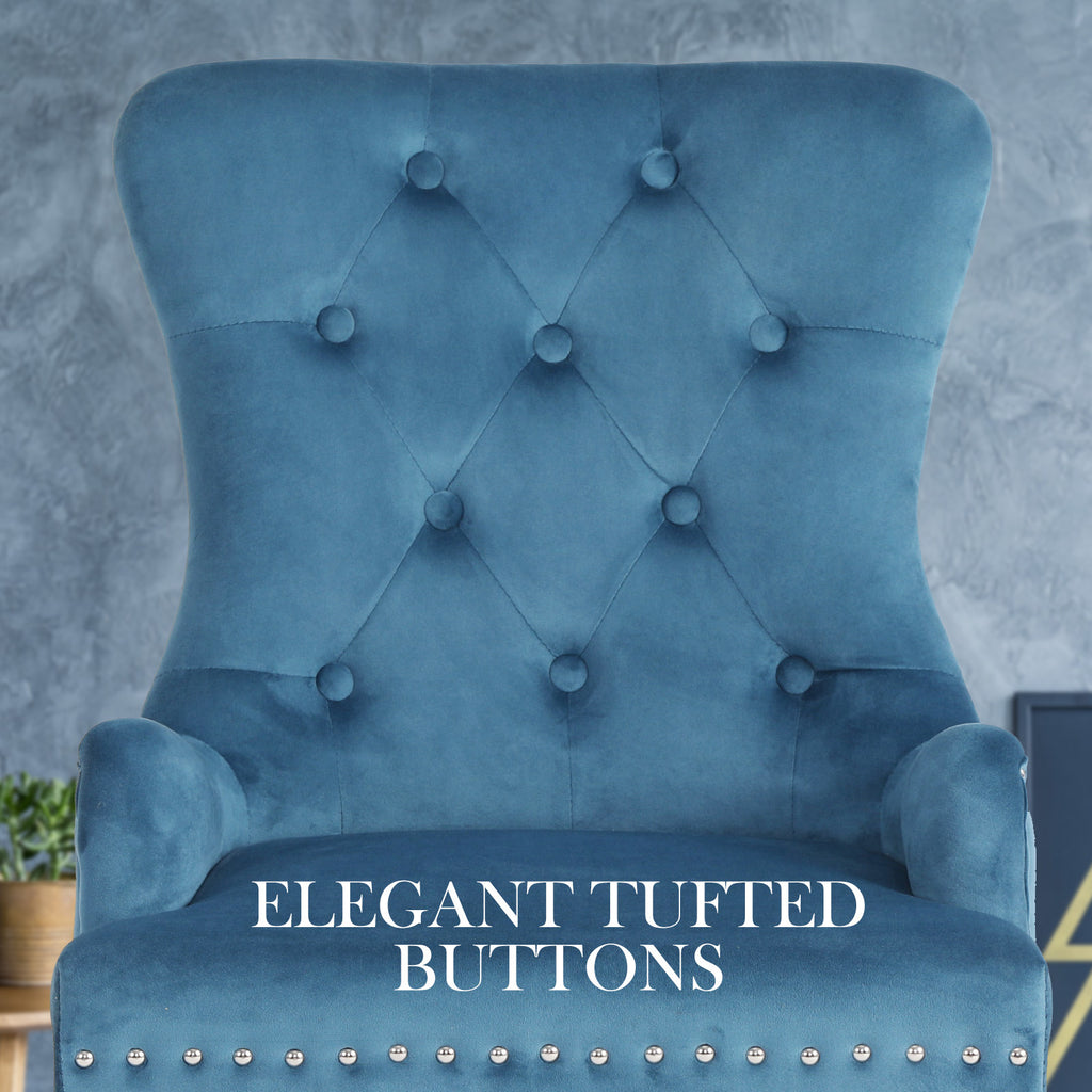La Bella Lisse Velvet Dining Chairs, Set of 4 – Navy Blue