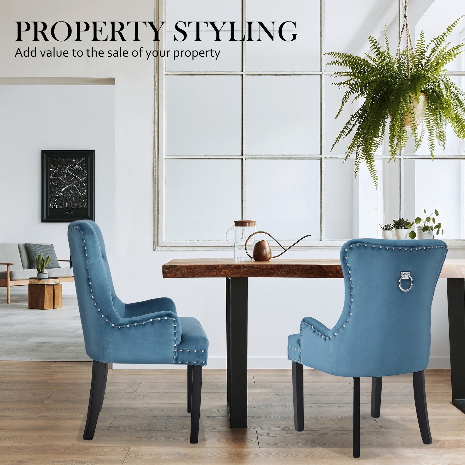 La Bella Lisse Velvet Dining Chairs, Set of 4 – Navy Blue