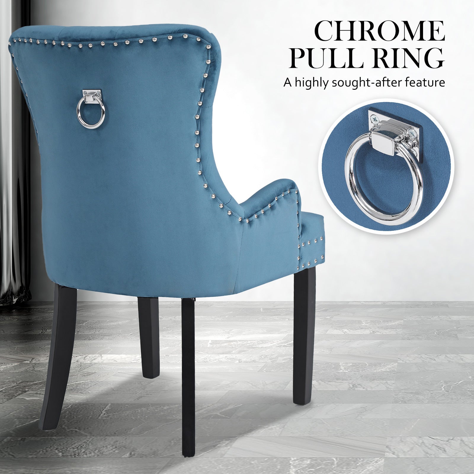 La Bella Lisse Velvet Dining Chairs, Set of 4 – Navy Blue