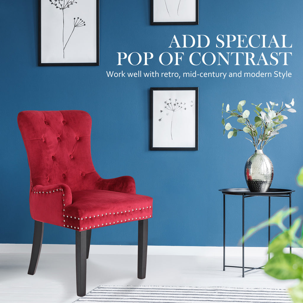 La Bella Lisse Velvet Dining Chairs, Set of 4 – Bordeaux Red