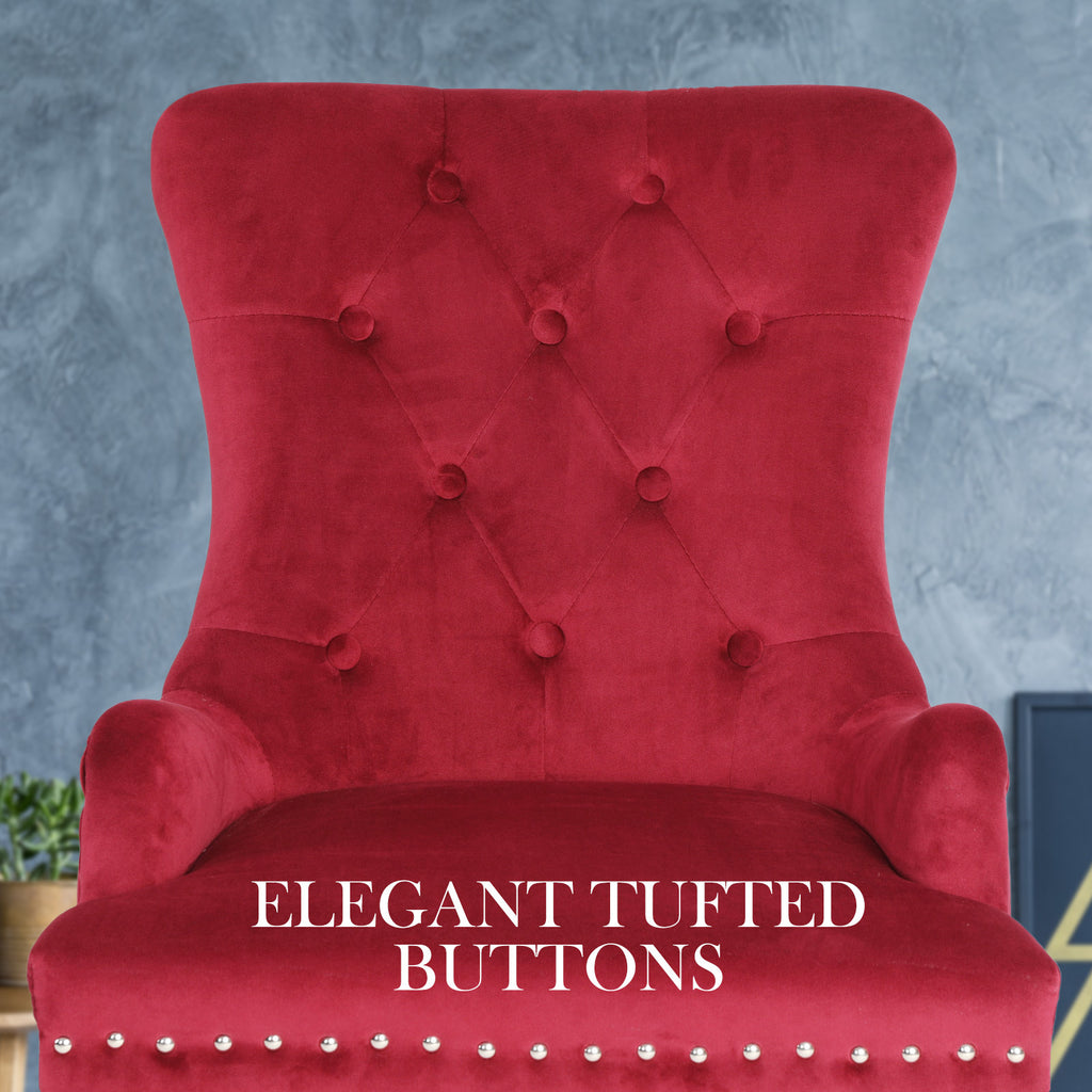 La Bella Lisse Velvet Dining Chairs, Set of 4 – Bordeaux Red