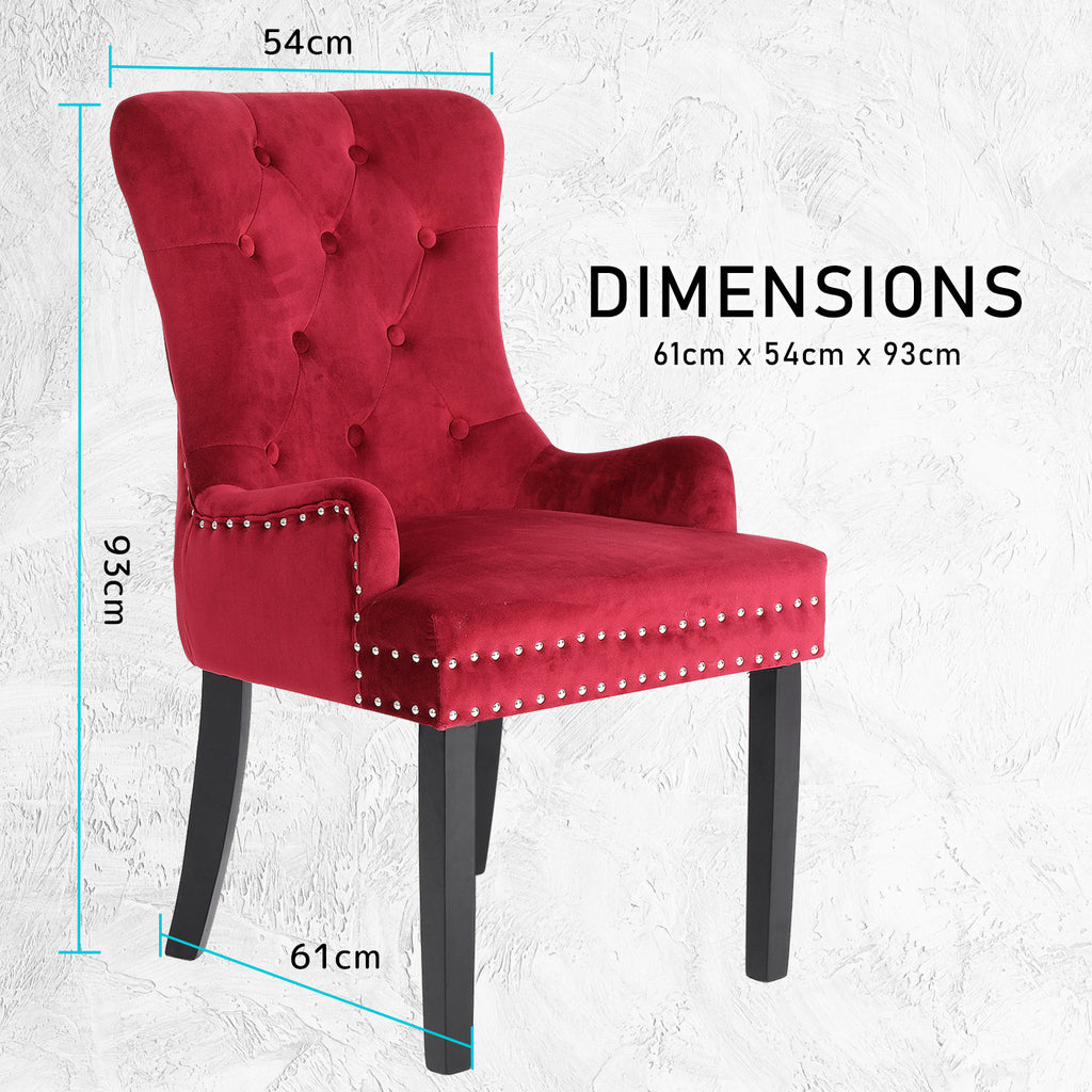 La Bella Lisse Velvet Dining Chairs, Set of 4 – Bordeaux Red