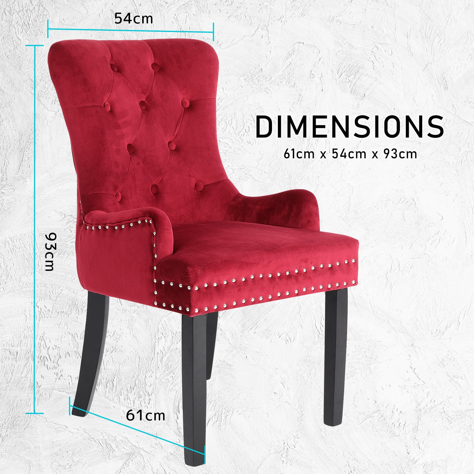 La Bella Lisse Velvet Dining Chairs, Set of 4 – Bordeaux Red