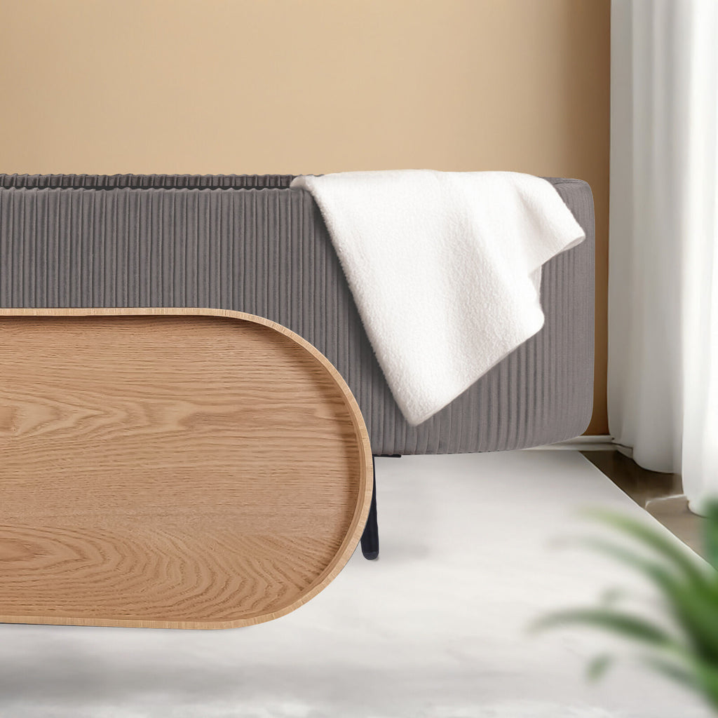 Coffee Table Storage Ottoman - Velvet Padded Blanket Box Bench IRENE GREY