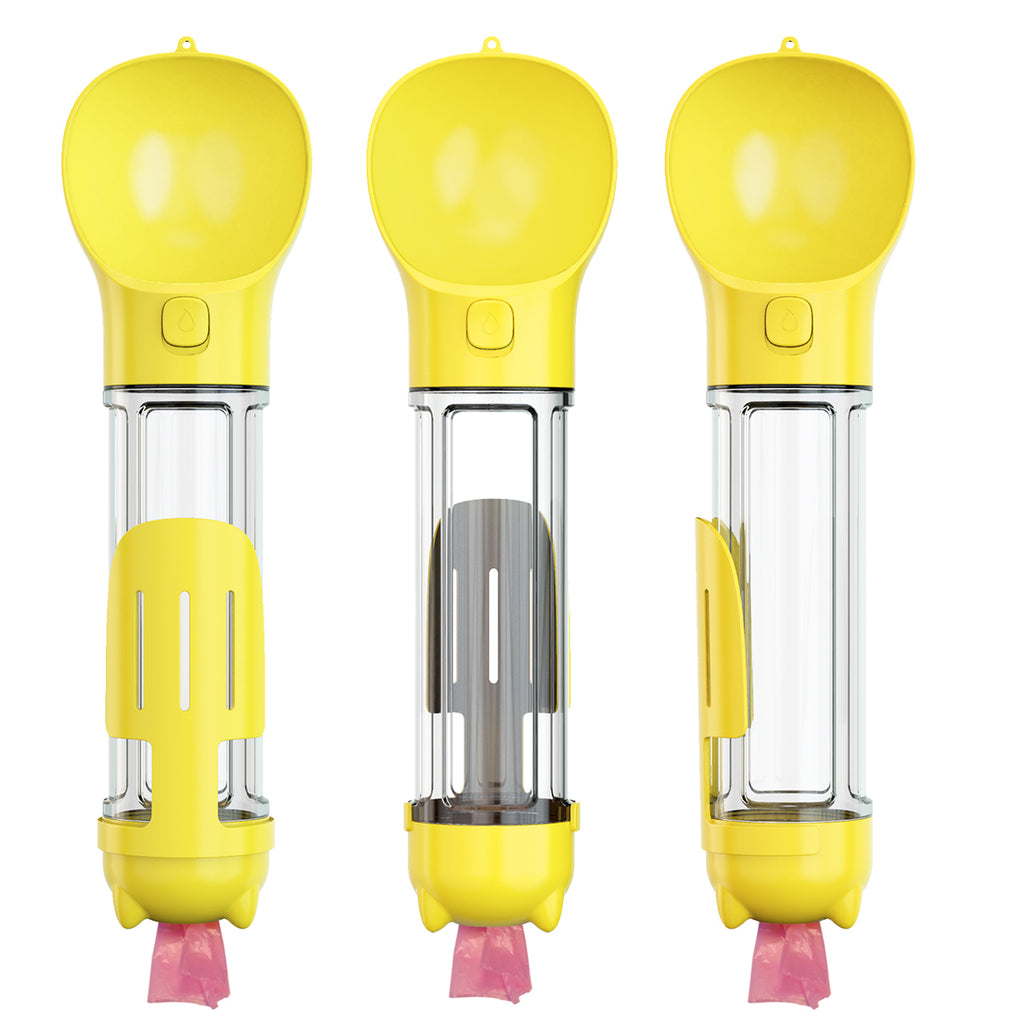 YES4PETS 4-in-1 Portable Pet Water & Food Bottle 500ml – Yellow