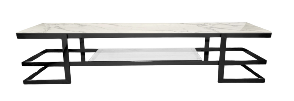 Alexa Black TV Unit - Black Glass