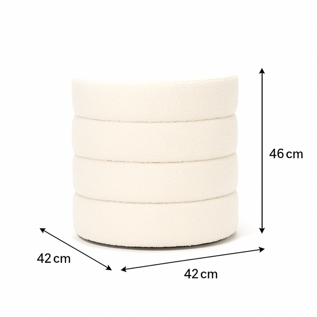 Interior Ave - Cleo White Boucle Ottoman