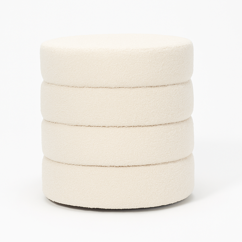 Interior Ave - Cleo White Boucle Ottoman