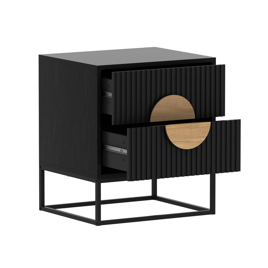 Belmonte Fluted Bedside Table – Black