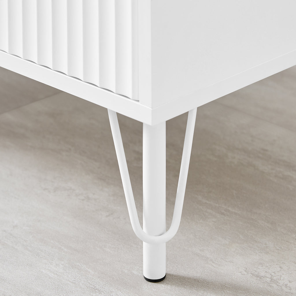Lisa Wavy Fluted Bedside Table in White