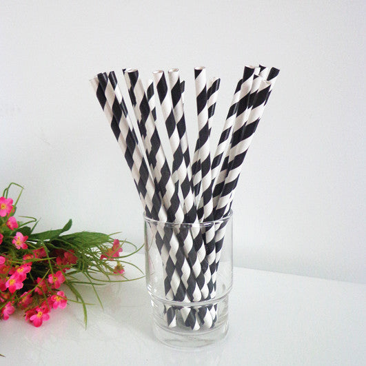 Black & White Striped Paper Straws – Pack of 1000