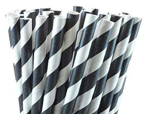 Black & White Striped Paper Straws – Pack of 200
