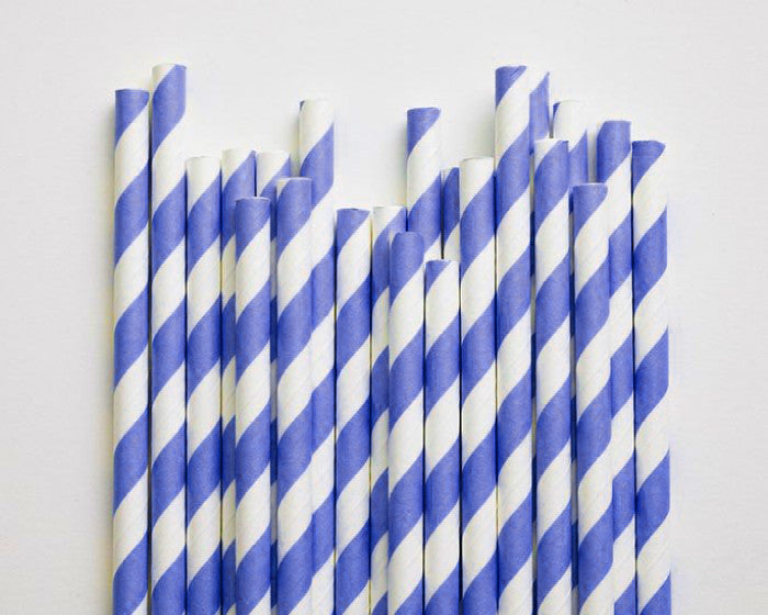 Blue & White Striped Paper Straws – Pack of 1000