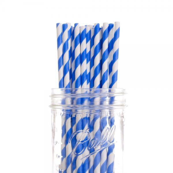 Blue & White Striped Paper Straws – Pack of 1000