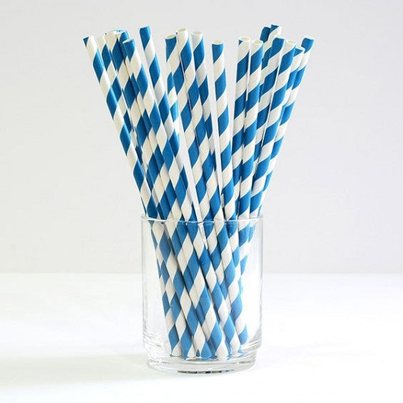 Blue & White Striped Paper Straws – Pack of 1000