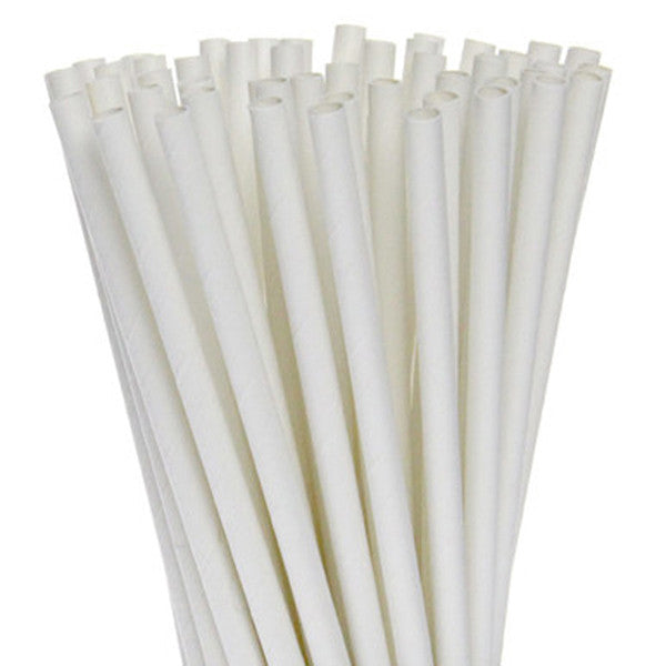 Classic White Paper Drinking Straws – Pack of 200