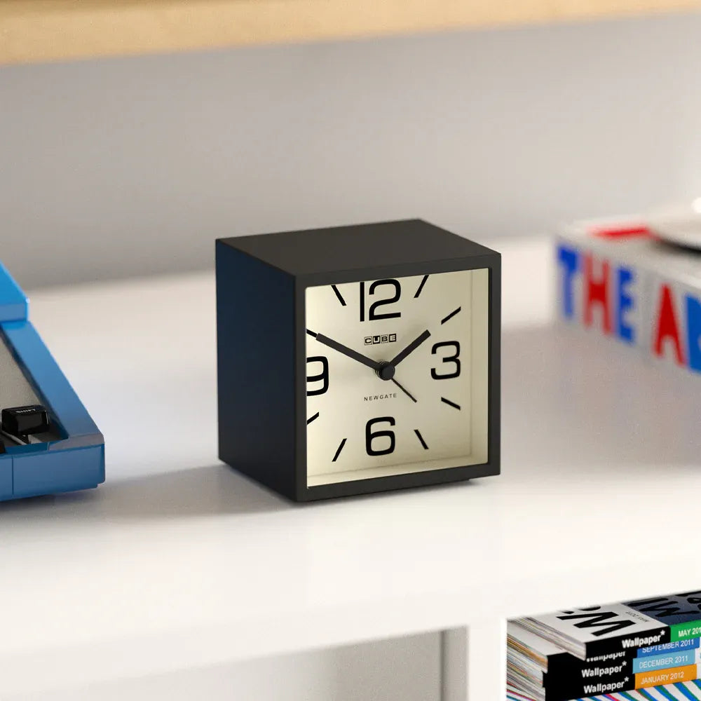 Newgate Cube Mantel Clock – Black